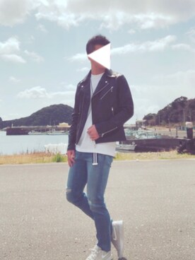 「アイテム（ベルト、ブルー系）」を使った、デクさん（メンズ・176cm）の春コーディネート