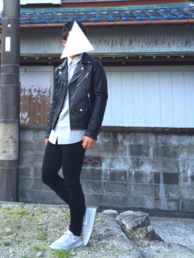 「L.H.P（エルエイチピー）のアイテム（ライダースジャケット）」を使った、デクさん（メンズ・176cm）の春コーディネート