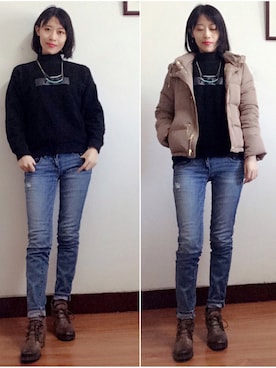 「COCO DEAL（ココディール）のアイテム（ダウンジャケット/コート）」を使った、AnaisWさん（レディース・165cm）の冬コーディネート