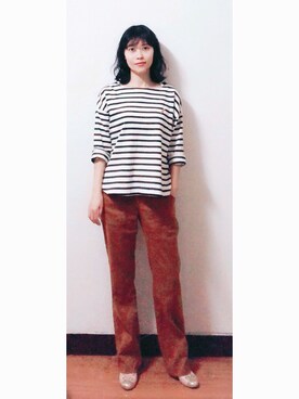 「LAP（ラップ）のアイテム（パンツ）」を使った、AnaisWさん（レディース・166cm）の春コーディネート