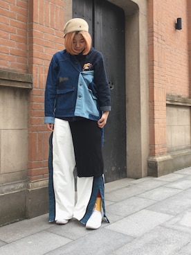 「BEAMS BOY（ビームスボーイ）のアイテム（デニムジャケット）」を使った、wynnleeさん（レディース・165cm）の春コーディネート