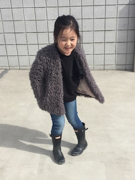 「ZARA（ザラ）のアイテム（ノーカラージャケット）」を使った、lovekoさん（キッズ・120cm）の冬コーディネート