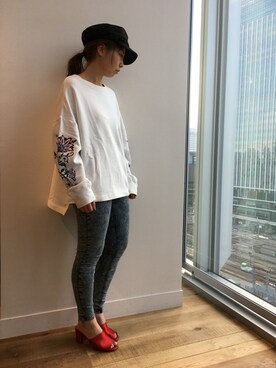 「マリン」｜「アイテム（スウェット）」を使った、JEANASIS  STAFFさん（レディース・157cm）の春コーディネート