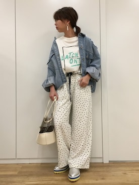 「JEANASIS（ジーナシス）のアイテム（デニムジャケット）」を使った、JEANASIS  STAFFさん（レディース・157cm）の冬コーディネート