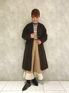 「POU DOU DOU（プードゥドゥ）のアイテム（その他アウター）」を使った、ヤマシタさん（レディース・163cm）の秋コーディネート