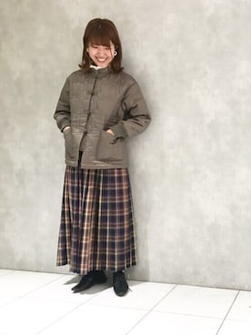 「POU DOU DOU（プードゥドゥ）のアイテム（ブルゾン）」を使った、ヤマシタさん（レディース・163cm）の冬コーディネート