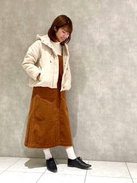 「POU DOU DOU（プードゥドゥ）のアイテム（ブルゾン）」を使った、ヤマシタさん（レディース・163cm）の冬コーディネート