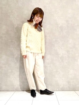 「赤チェック」｜「アイテム（その他シューズ）」を使った、ヤマシタさん（レディース・163cm）の冬コーディネート