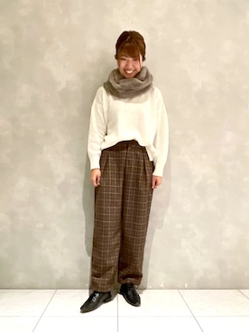 「アイテム（ネックウォーマー/スヌード）」を使った、ヤマシタさん（レディース・163cm）の冬コーディネート