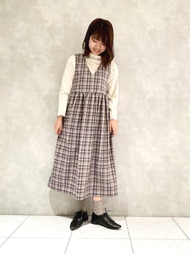 「アイテム（その他シューズ）」を使った、ヤマシタさん（レディース・163cm）の冬コーディネート