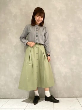 「ギンガムチェックシャツ」｜ヤマシタさん（レディース・163cm）の冬コーディネート