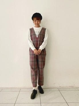 「POU DOU DOU（プードゥドゥ）のアイテム（サロペット/オーバーオール）」を使った、ヤマシタさん（レディース・163cm）の秋コーディネート