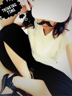 「Honeys（ハニーズ）のアイテム（ニットキャップ/ビーニー）」を使った、泡さん（レディース・155cm）の夏コーディネート