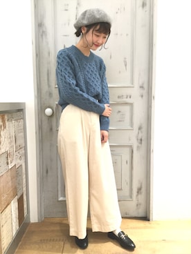 「ベレー帽推奨委員会」｜「アイテム（ローファー）」を使った、LOWRYS FARM 伊丹店さん（レディース・164cm）の秋コーディネート