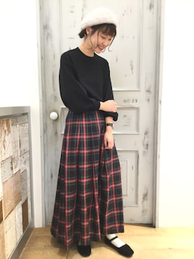 「タータンチェック」｜「アイテム（その他シューズ）」を使った、LOWRYS FARM 伊丹店さん（レディース・164cm）の秋コーディネート