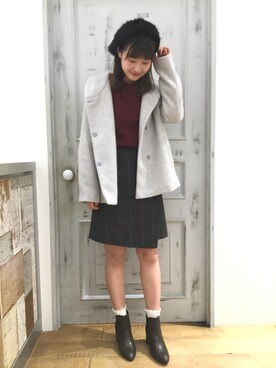「フードコート」｜「アイテム（ハンチング/ベレー帽）」を使った、LOWRYS FARM 伊丹店さん（レディース・164cm）の秋コーディネート