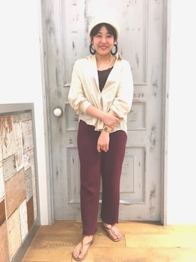 「おおぶりピアス」｜「アイテム（シャツ/ブラウス）」を使った、LOWRYS FARM 伊丹店さん（レディース・158cm）の夏コーディネート