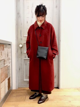 「LOWRYS FARM（ローリーズファーム）のアイテム（ステンカラーコート）」を使った、LOWRYS FARM 伊丹店さん（レディース・156cm）の秋コーディネート