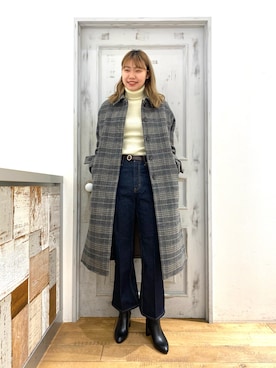 「LOWRYS FARM（ローリーズファーム）のアイテム（ステンカラーコート）」を使った、LOWRYS FARM 伊丹店さん（レディース・171cm）の秋コーディネート