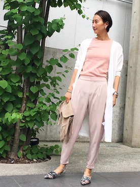 「TODAYFUL（トゥデイフル）のフリンジクラッチバッグ（クラッチバッグ）」を使った、MISAさん（レディース・165cm）の夏コーディネート