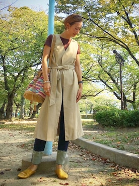 「資生堂インテグレートプレゼンツ 秋服×「#コク色シャドウ」でいい女になろうキャンペーン（シセイドウインテグレート）のアイテム」を使った、MISAさん（レディース・165cm）の秋コーディネート