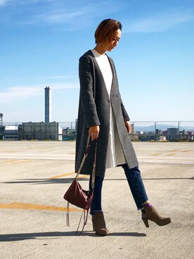 「JOURNAL STANDARD relume（ジャーナルスタンダード　レリューム）のアイテム（ノーカラージャケット）」を使った、MISAさん（レディース・165cm）の冬コーディネート