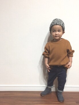 「ZARA KIDSのアイテム（ブーツ）」を使った、y___aさん（キッズ・50cm）の冬コーディネート
