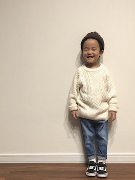 「白ソックス」｜y___aさん（キッズ・100cm）の冬コーディネート