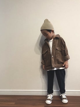 「devirock（デビロック）のアイテム（ジャケット/アウター）」を使った、y___aさん（キッズ・110cm）の秋コーディネート
