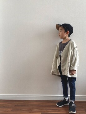 「kids」｜「アイテム（ノーカラージャケット）」を使った、y___aさん（キッズ・120cm）の春コーディネート