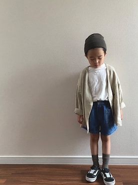 「kids」｜「アイテム（ノーカラージャケット）」を使った、y___aさん（キッズ・120cm）の春コーディネート