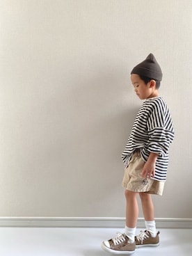 「部屋撮り」｜「アイテム（ニットキャップ/ビーニー）」を使った、y___aさん（キッズ・120cm）の春コーディネート