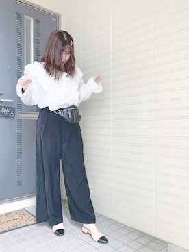 「GU（ジーユー）の（GU）ワイドアンクルパンツＡ（WOMEN ⁄ ガウチョパンツ・ワイドパンツ）」を使った、＊み＊フォローと♡くれたら喜びますさん（レディース・166cm）の春コーディネート
