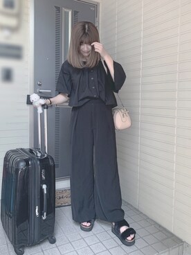 「GU（ジーユー）の（GU）ワイドアンクルパンツＡ（WOMEN ⁄ ガウチョパンツ・ワイドパンツ）」を使った、＊み＊フォローと♡くれたら喜びますさん（レディース・166cm）の夏コーディネート