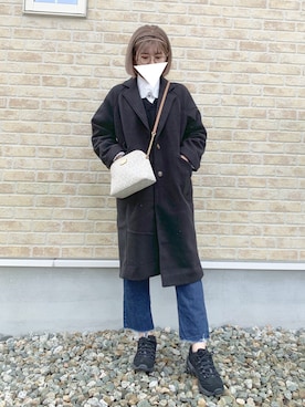 「hotping」｜「アイテム（チェスターコート）」を使った、＊み＊フォローと♡くれたら喜びますさん（レディース・167cm）の冬コーディネート
