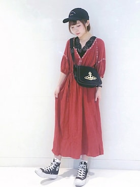 「TYAKASHAのアイテム（帽子）」を使った、beary_rabbitさん（レディース・156cm）の春コーディネート