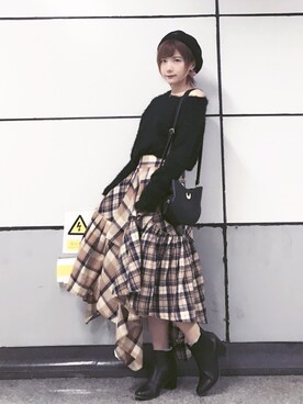 「ORiental TRaffic(ORiental TRaffic)」｜「アイテム（ハンチング/ベレー帽）」を使った、beary_rabbitさん（レディース・156cm）の冬コーディネート