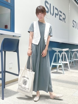 「休闲」｜「アイテム（ワンピース）」を使った、beary_rabbitさん（レディース・156cm）の夏コーディネート