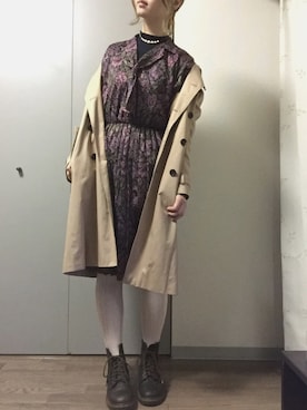 「koe（コエ）のアイテム（トレンチコート）」を使った、しおりさん（レディース・165cm）の春コーディネート
