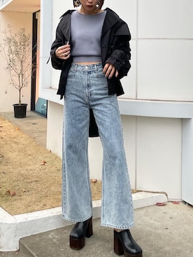 「EMODA」｜「アイテム（トレンチコート）」を使った、大谷亜宥茄 (EMODA)さん（レディース・172cm）の春コーディネート