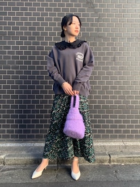「RECOMMEND  ITEM STYLING」｜「アイテム（スウェット）」を使った、Ayano Shirasuさん（レディース・165cm）の冬コーディネート