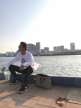 「NIKE Air Flightのアイテム」を使った、akiさん（メンズ・173cm）の秋コーディネート