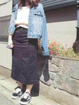 「WE GOのアイテム（デニムジャケット、ブルー系）」を使った、Chancoriさん（レディース・154cm）の秋コーディネート