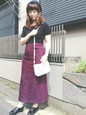 「ESPERANZA（エスペランサ）のアイテム（ローファー、ブラック系）」を使った、Chancoriさん（レディース・154cm）の秋コーディネート