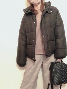 R♡さんの「カラーフードエコダウンジャケット」を使ったコーディネート