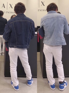 「ARMANI EXCHANGE（アルマーニエクスチェンジ）のアイテム（デニムジャケット）」を使った、くますけさん（メンズ・178cm）の春コーディネート