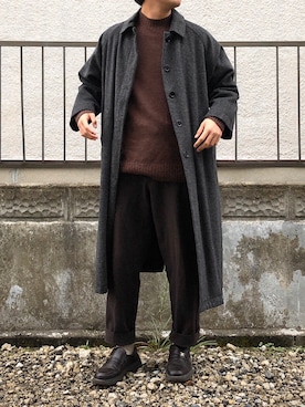 「アイテム（ステンカラーコート）」を使った、matsuさん（メンズ・176cm・20代）の秋コーディネート