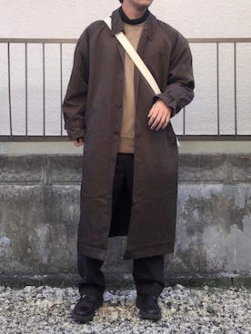 「アイテム（ステンカラーコート）」を使った、matsuさん（メンズ・176cm・20代）の秋コーディネート
