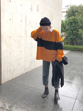 「ラガーシャツ」｜「アイテム（ブルゾン）」を使った、nodopachiさん（レディース・162cm）の秋コーディネート