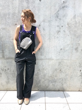 「ミニショルダー」｜「アイテム（サロペット/オーバーオール）」を使った、nodopachiさん（レディース・162cm）の夏コーディネート